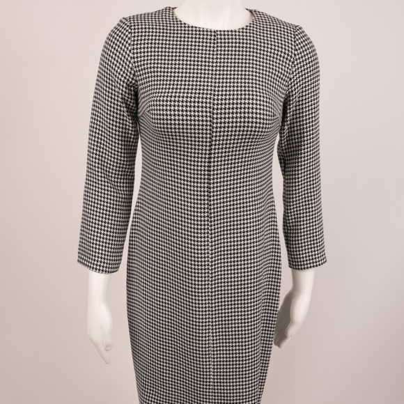 Zara Dress MIDI XS Plaid Houndstooth Long Sleeve - Picture 2 of 8